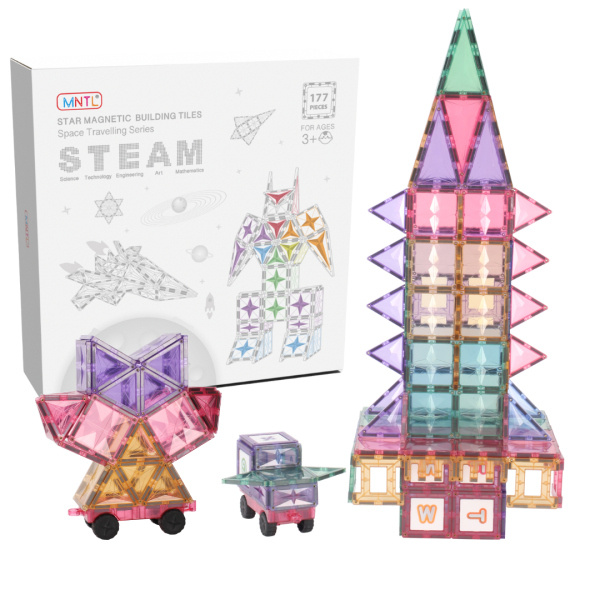 MNTL - Magnetická stavebnice Space Travelling - 177 ks - pastel MNTL