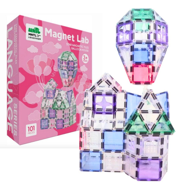 MNTL - Magnetická stavebnice Pastelová BALOON HOUSE - 101 ks MNTL