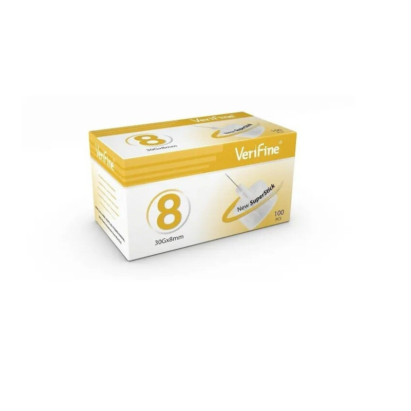 VERIFINE 8 Inzulínové jehly 30G 0.30 x 8mm 100 ks