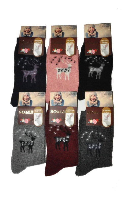 Dámské ponožky 002/14 Angora vínové - WiK SO&LI 35-38