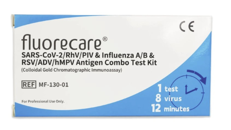 1x  FluoreCare 8v1 Chřipka A+B/SARS-CoV-2/PIV/hMPV/RhV/Adeno/RSV/ multitest