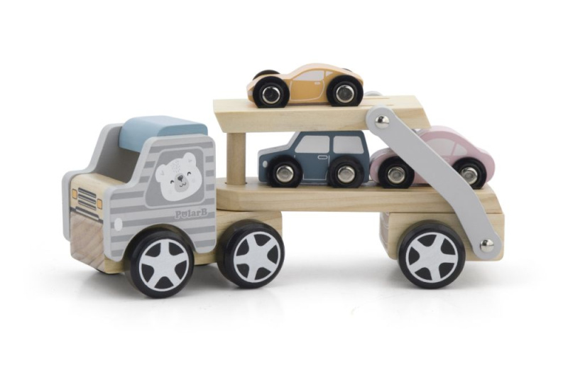 VIGA kamion dřevěný 22,5 x 9 x 7,8 cm s autíčky