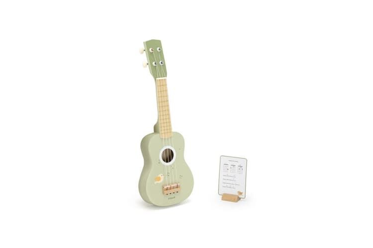 Dřevěné ukulele pro děti zelené s notami