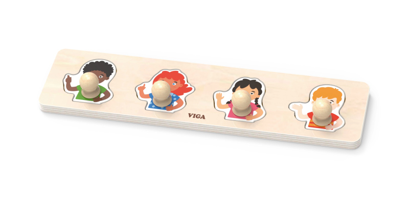 Viga první vkládací puzzle s úchyty – barvy pleti