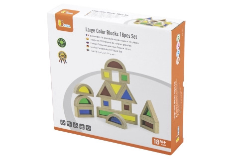 Dřevěné barevné kostky pro děti, 16 kusů