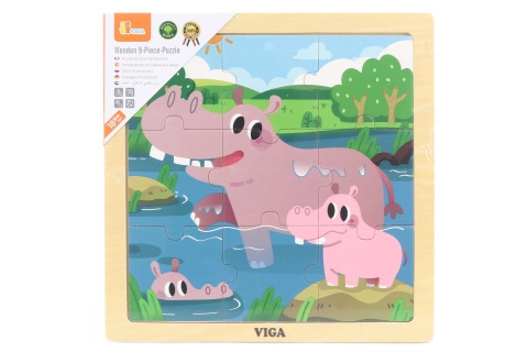 Viga puzzle 9 dílků hroši