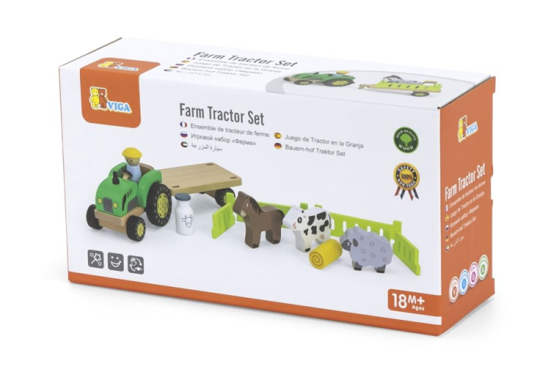Viga Dřevěný traktor se zvířátky
