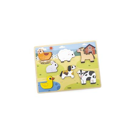 Dřevěné puzzle VIGA farma Montessori 2v1