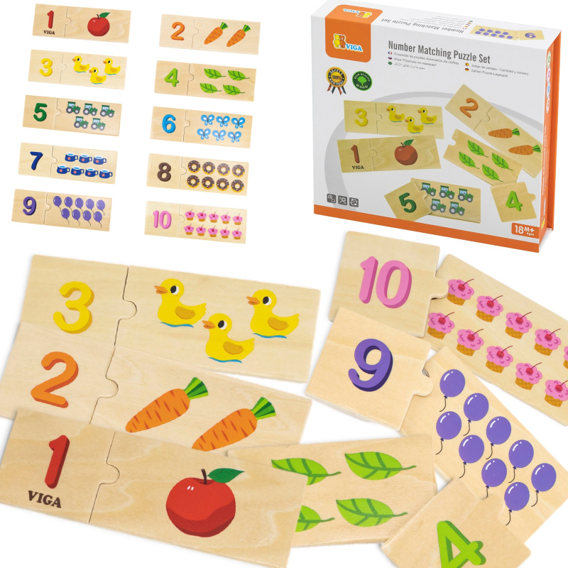 Sada Dřevěné Puzzle Viga Montessori