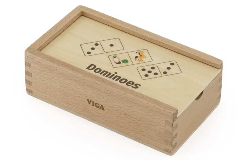 Dřevěné domino zvířátka a čísla 2v1