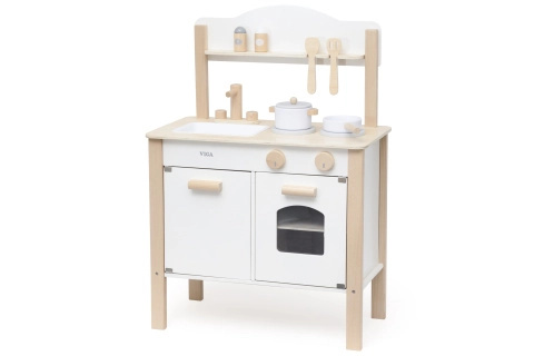 Dřevěná moderní dětská kuchyňka – bílá