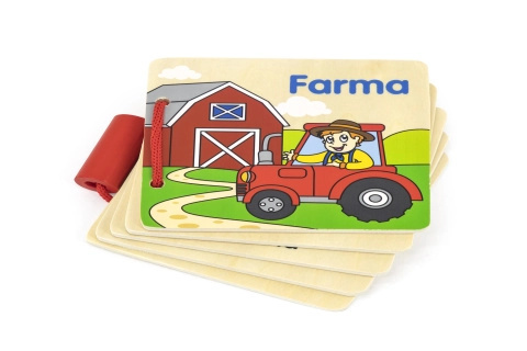 Viga dřevěná knížka - farma český jazyk