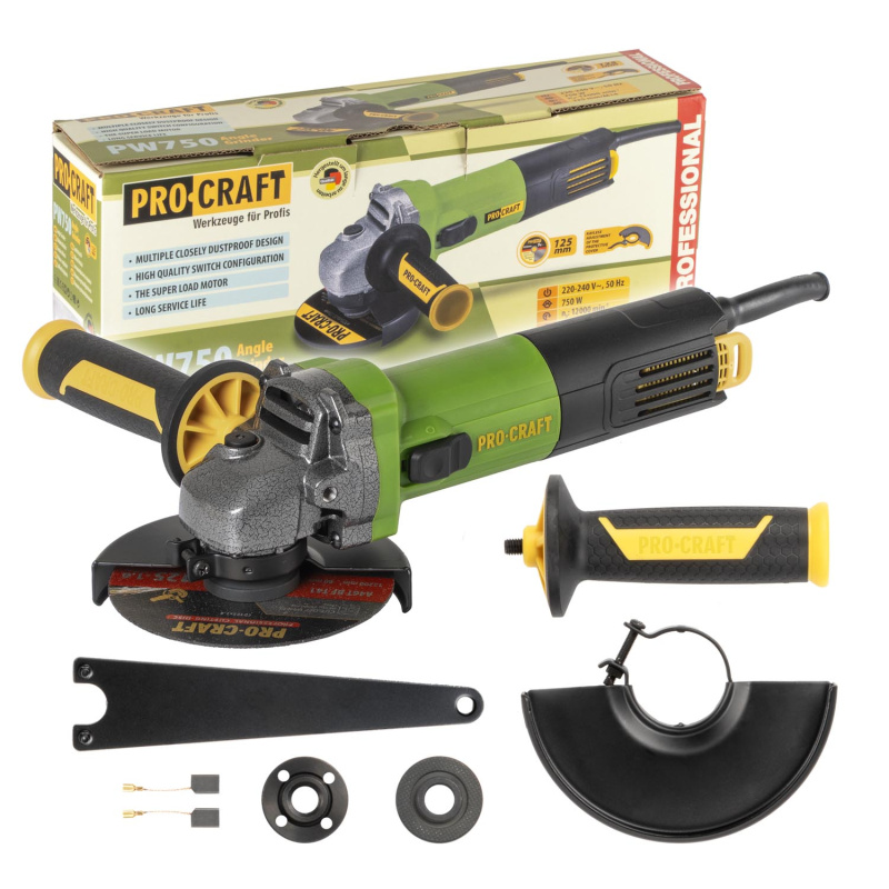 Procraft PW750 - úhlová bruska, 125mm
