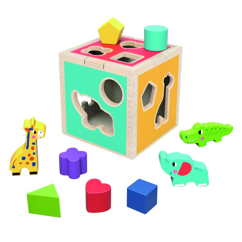 Tooky Toy Dřevěná kostka vkládačka zvířátka