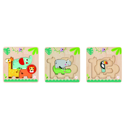 Tooky Toy puzzle vícevrstvá deska Forest Animals 7 ks