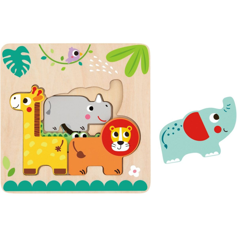Tooky Toy puzzle vícevrstvá deska Forest Animals 7 ks