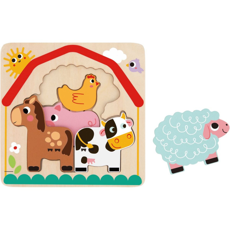 Dřevěné puzzle Montessori Farmářská zvířátka od Tooky Toy