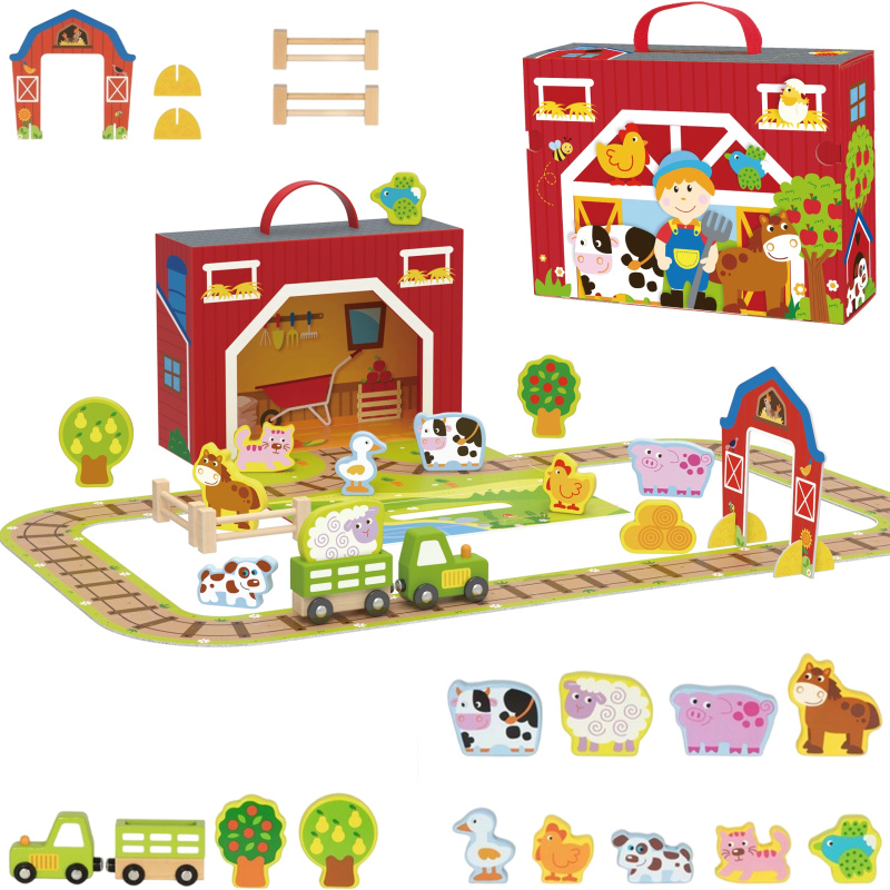 Dřevěná farma v kufříku Tooky Toy