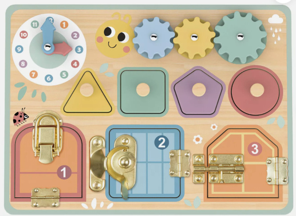 Tabule manipulativní zámky zubatky sorter hodiny Tooky Toy
