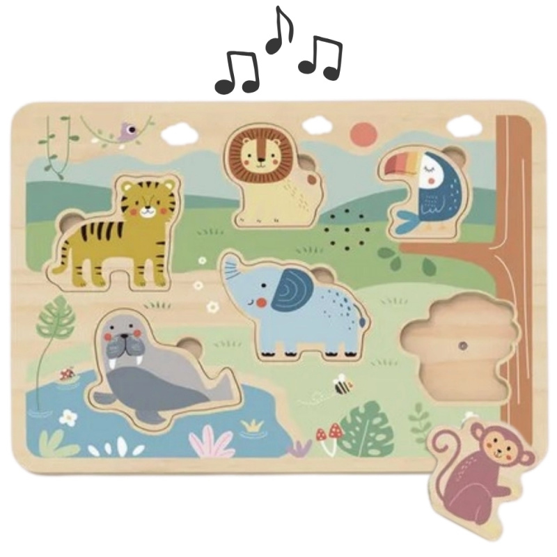 Tooky Toy Dřevěné Interaktivní Puzzle Zvířátka