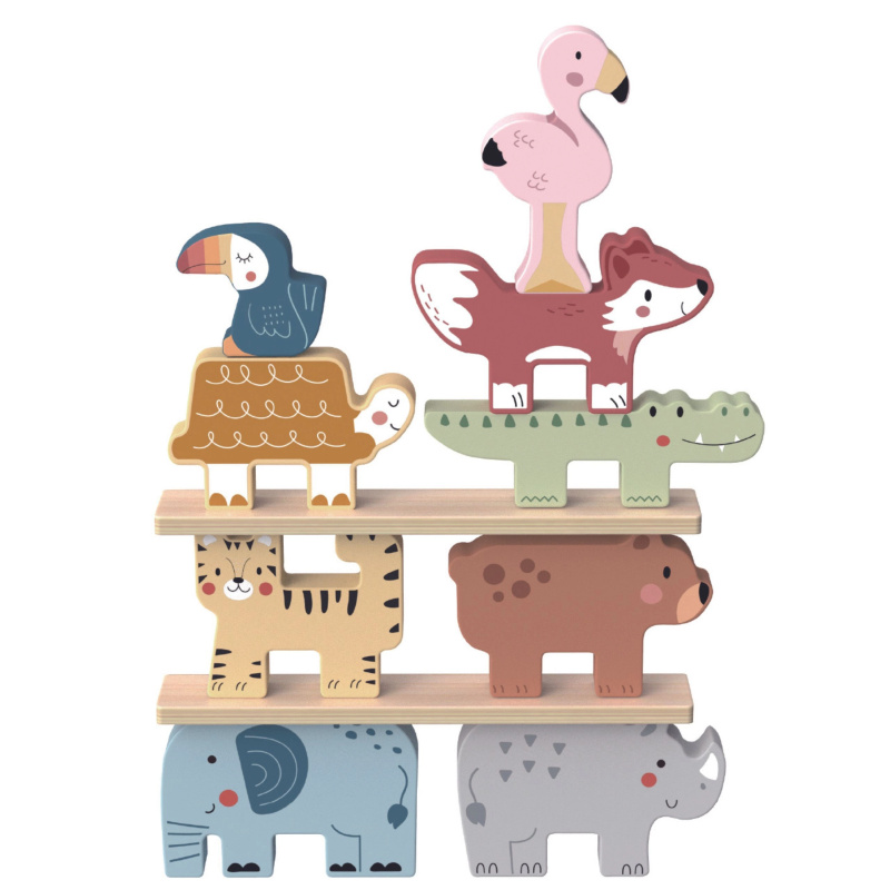 Dřevěné kostky zvířátka Montessori 9 ks od Tooky Toy