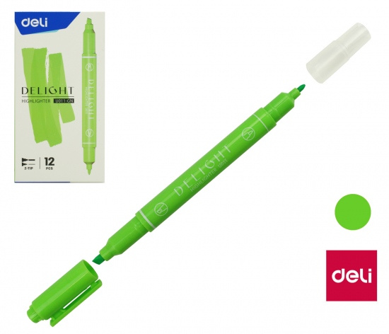 Zvýrazňovač DELI oboustranný EU011-GR zelený DELI