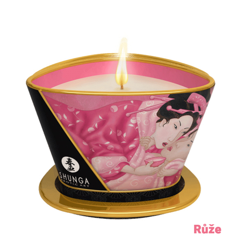 Shunga Masážní svíčka Růže | 170 ml