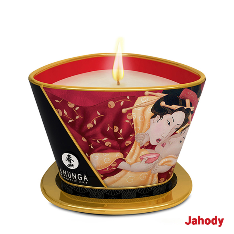 Shunga Masážní svíčka Jahoda | 170 ml