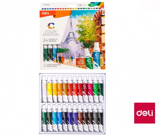 Barvy akrylové sada Deli 24 barev, 12ml EC12-24 DELI GROUP CO., LTD.