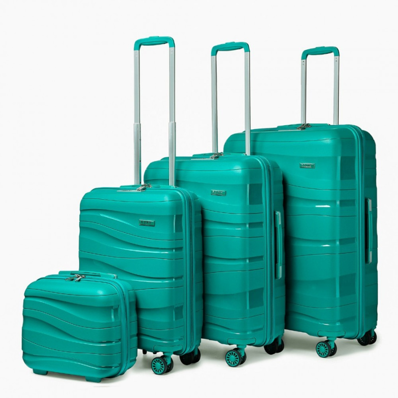 Kono K2094L Sada kufrů 4ks spinner 30cm 55cm 66cm 76cm Modrozelený Polypropylen