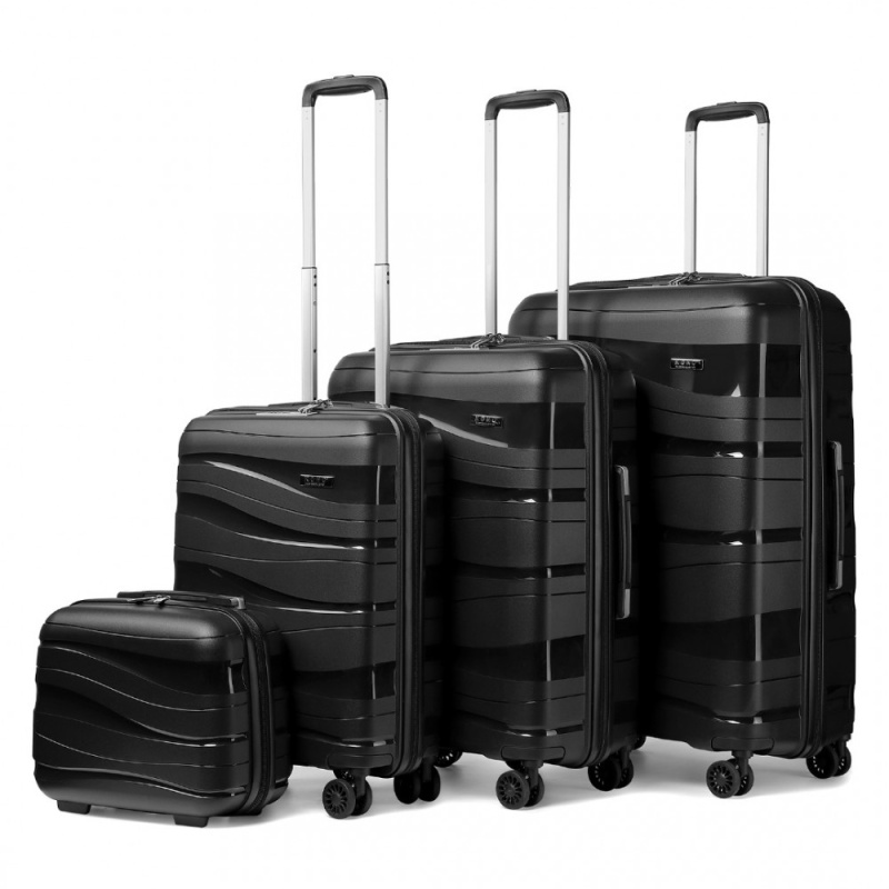 Kono Classic 4 Sada kufrů 4ks spinner 30cm 55cm 66cm 76cm Černý Polypropylen 100L