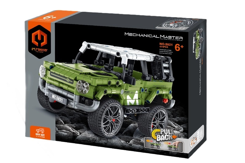 IM.Master stavebnice zelený off-road jeep s pull back pohonem