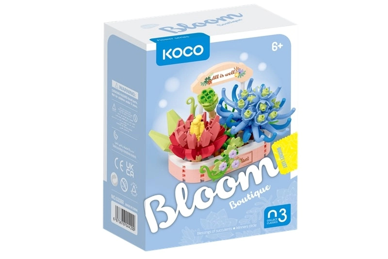 KOCO sukulenty v květináči – modrá