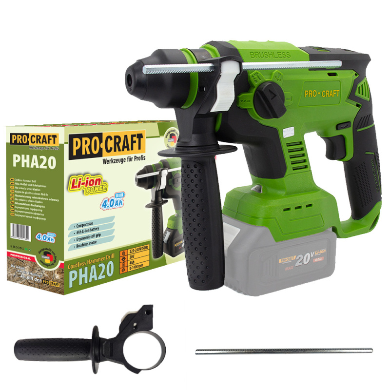 Procraft PHA20 20V - akumulátorové vrtací kladivo (bez akumulátoru a nabíječky)