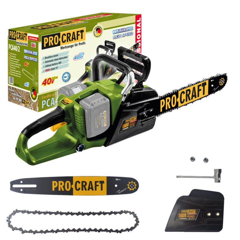 Procraft PCA40/2 2x20V - akumulátorová řetězová pila (bez akumulátoru a nabíječky)