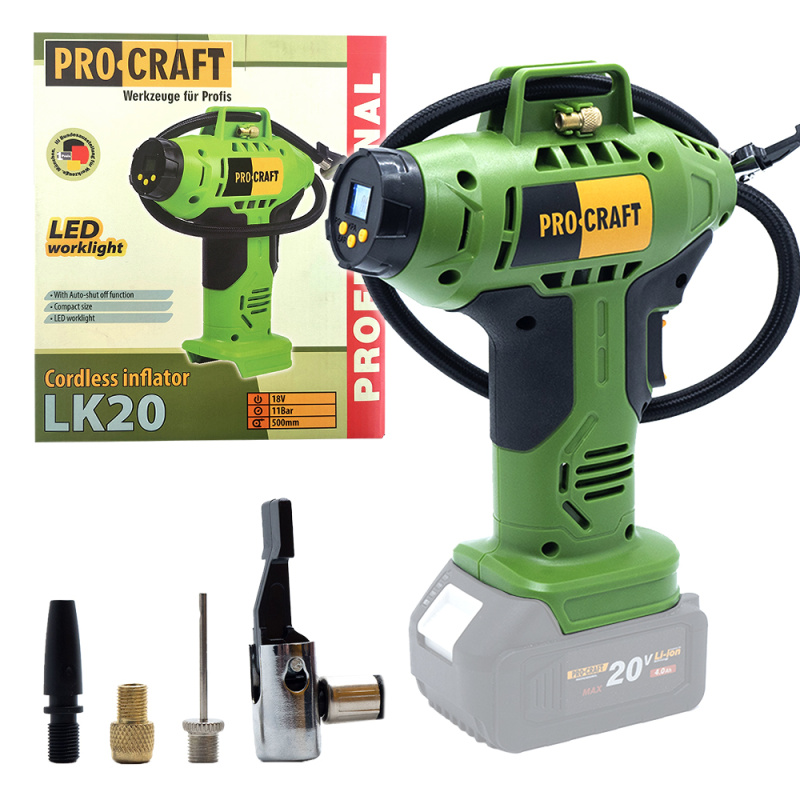 Procraft LK20 20V - akumulátorový kompresor (bez akumulátoru a nabíječky)