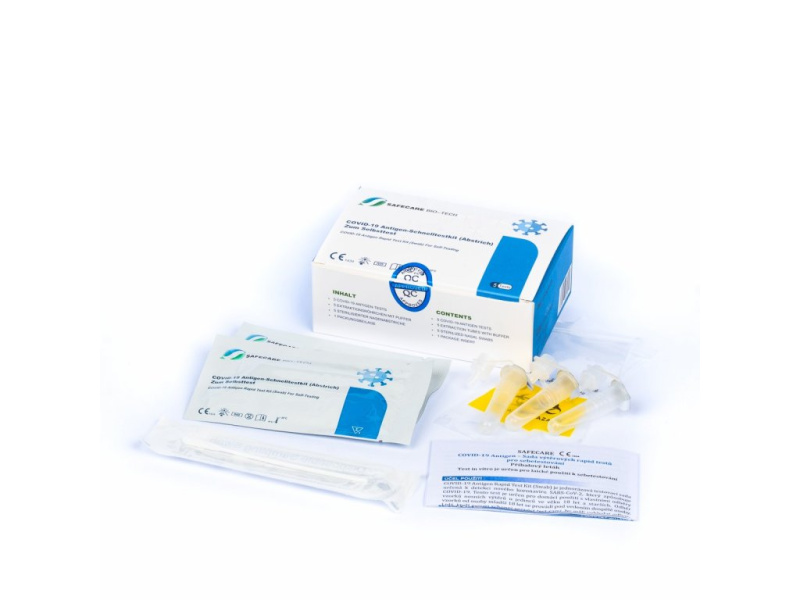 Safecare 5x  Antigenní rychlotest na COVID-19 z přední části nosu - 48 Kč/ks