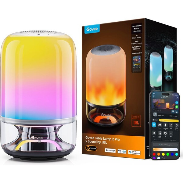 Stolní lampa s reproduktorem Govee Table Lamp 2 RGBW Sound by JBL – bílá