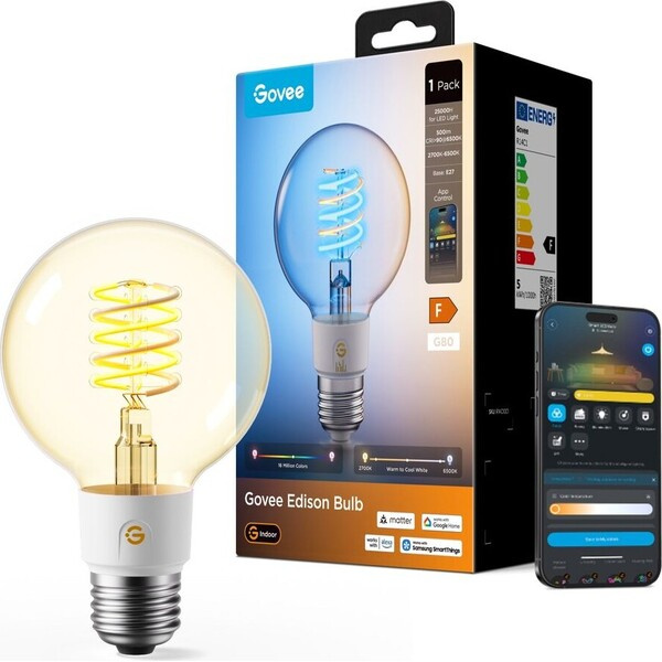 Govee Smart žárovka G80 RGBWW 5W-40W 500lm E27 Long Life, Matter