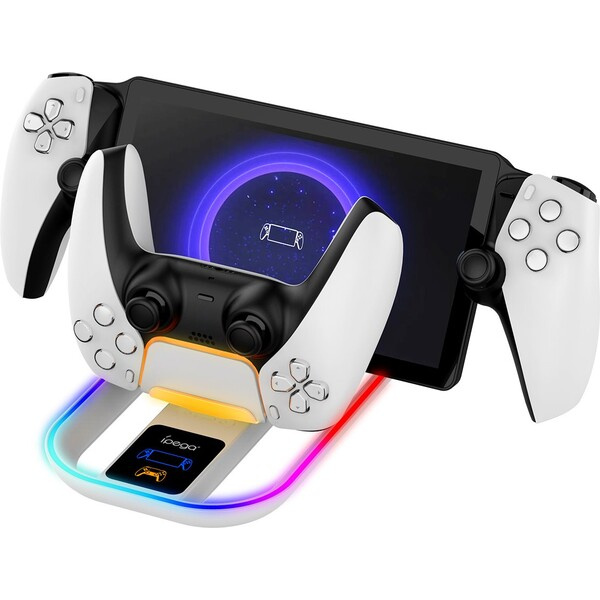 iPega P5P11 Charger Dock s RGB 2v1 Playstation Portal Remote Player a PS5 Ovladač White Bílá