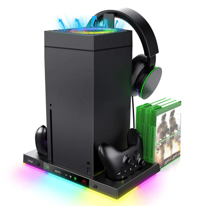 iPega XBX024S Multifunkční Nabíjecí RGB Stojan s Chlazením pro Xbox Černá