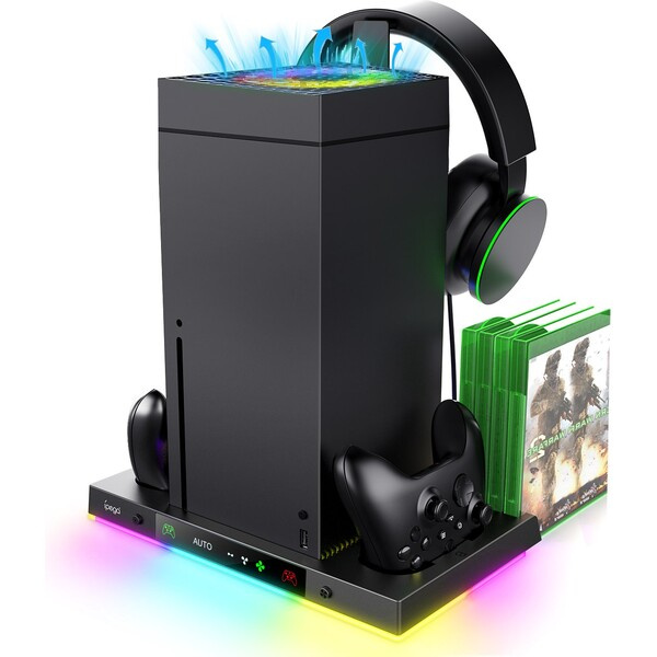 iPega XBX024S Multifunkční Nabíjecí RGB Stojan s Chlazením pro Xbox Černá