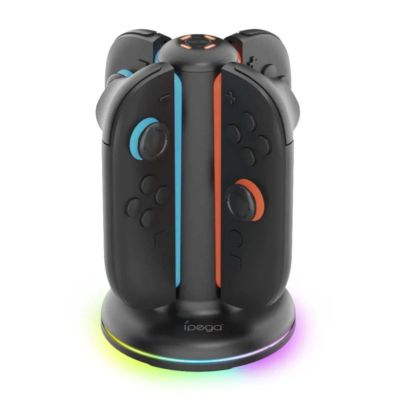iPega SW2052 Nabíjecí Stanice s RGB JoyCon Ovladače Nintendo Switch 2 Black Černá