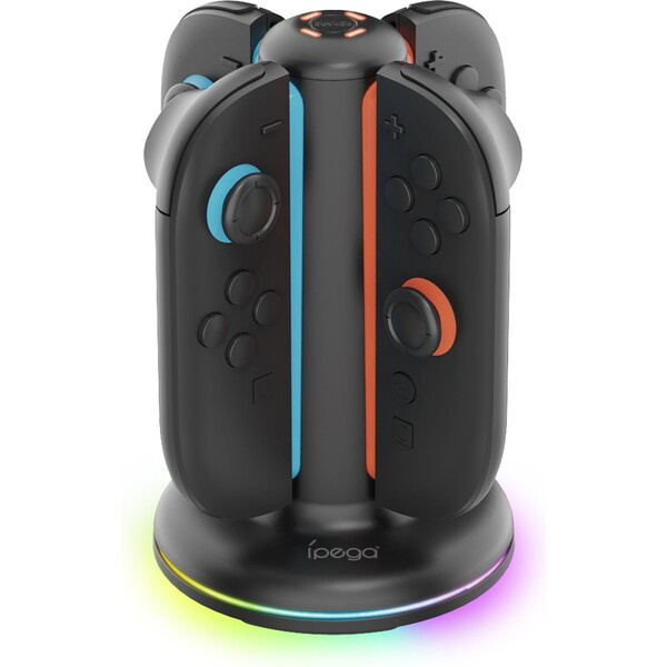 iPega SW2052 Nabíjecí Stanice s RGB JoyCon Ovladače Nintendo Switch 2 Black Černá