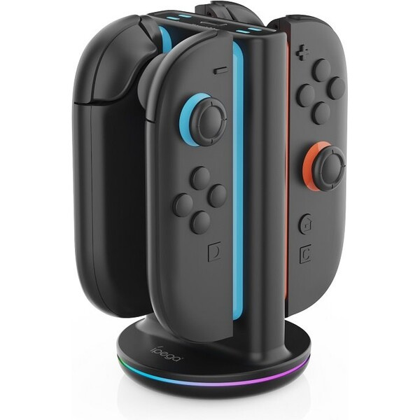 iPega SW2051 Nabíjecí Stanice s RGB pro JoyCon Ovladače Nintendo Switch 2 Black Černá
