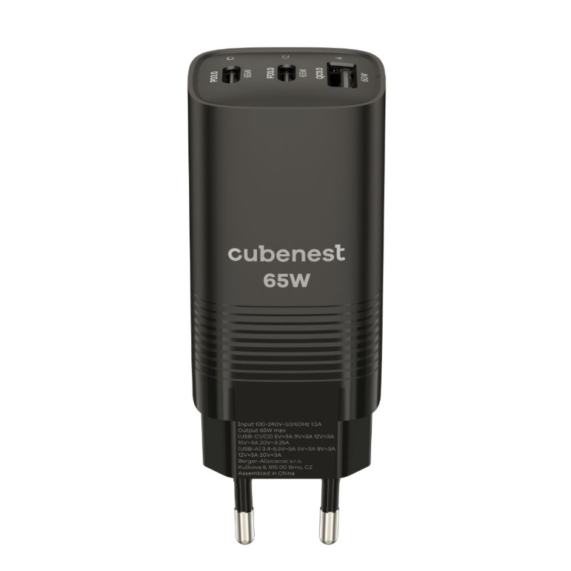 CubeNest S3D0 PD GaN síťová nabíječka (65W) černá