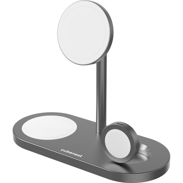 CubeNest S313 Pro 3v1 magnetická bezdrátová nabíječka šedá