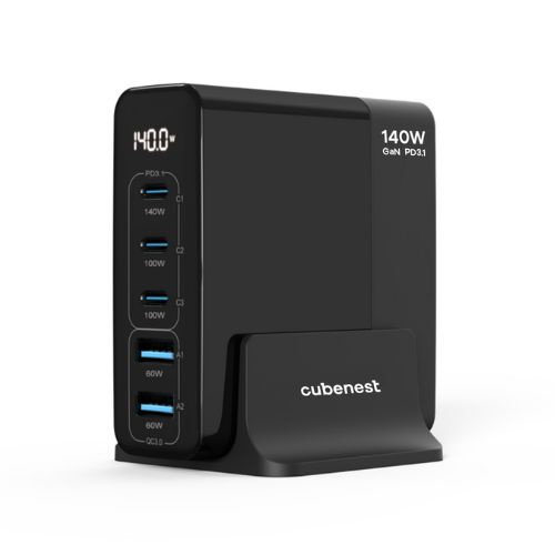 CubeNest S5D0 PD GaN nabíječka (140W) černý