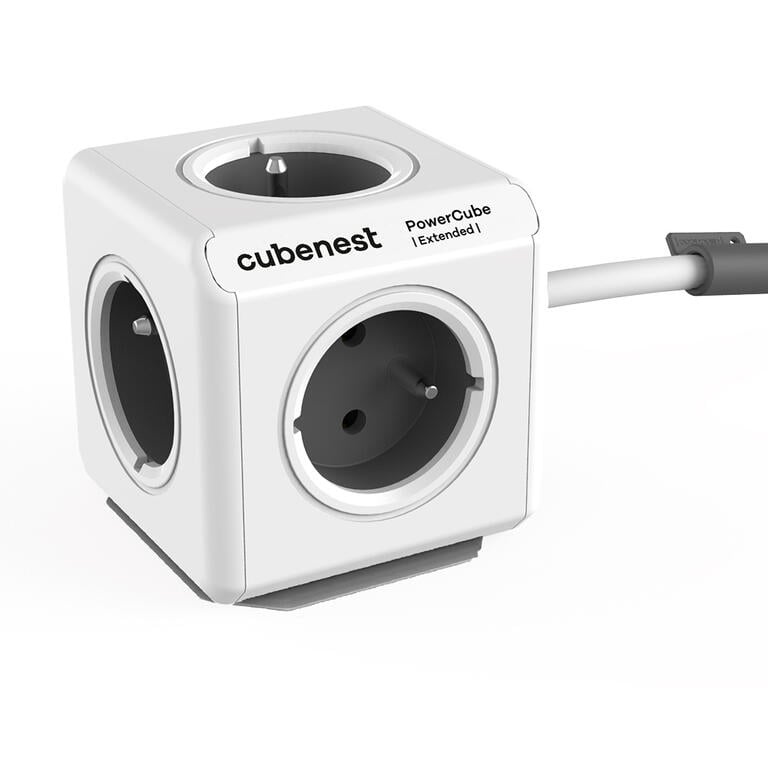 Cubenest PowerCube Extended- rozbočovací zásuvka - 1,5 m, šedá