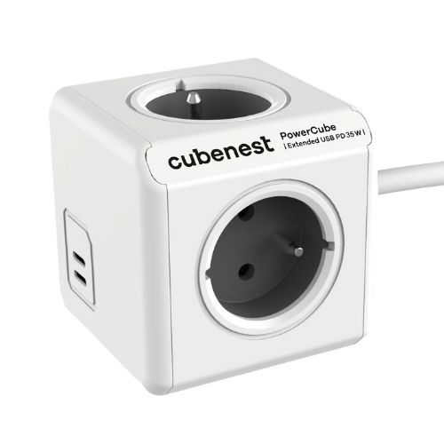 CubeNest PowerCube Extended USB PD 35W, 2xC, 1.5m, šedá